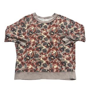 Free People Womens Floral‎ Print Oversized Crew Neck Sweater Small Bohemian